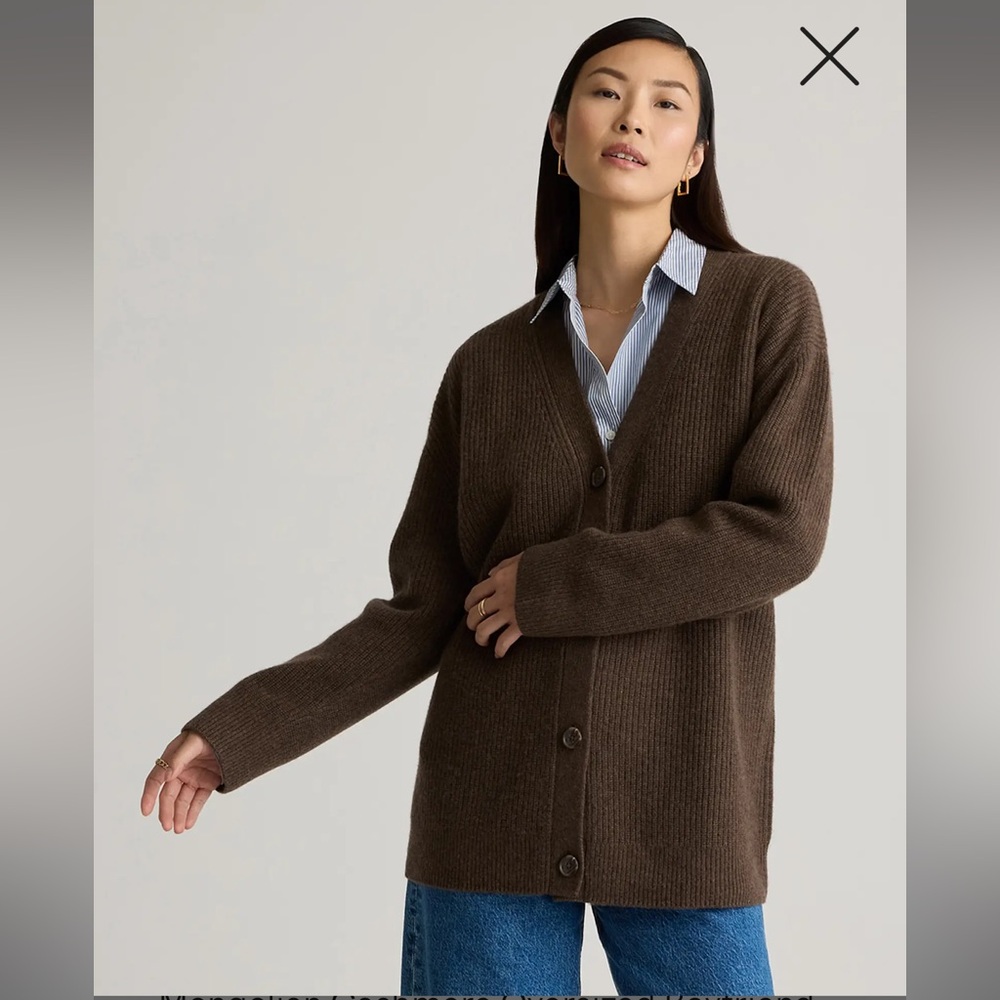 Quince Mongolian Cashmere Oversized Boyfriend Cardigan Sweater - Picture 7 of 8
